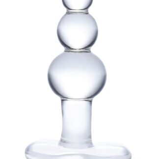 4" Beaded Glass Butt Plug With Tapered Base