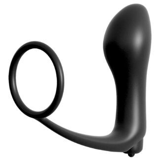 Anal Fantasy Collection Anal Fantasy Butt-Gasm Penis Ring with Vibrating Butt Plug - Black