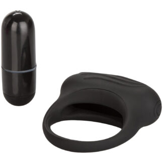 CalExotics Silicone Lovers Arouser Penis Ring With Vibrator - Black