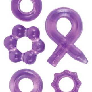 Enhancer Five-Piece Cock Ring Set - Purple
