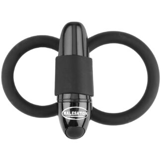 Malesation Double Penis Ring with Vibrator - Black