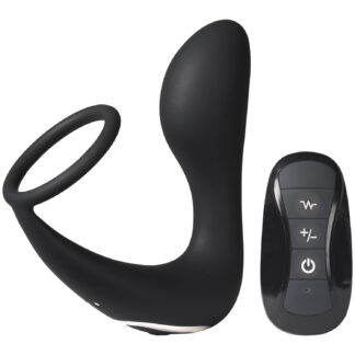 Sinful Vibrating Remote-controlled Prostate Stimulator with Penis Ring - Black