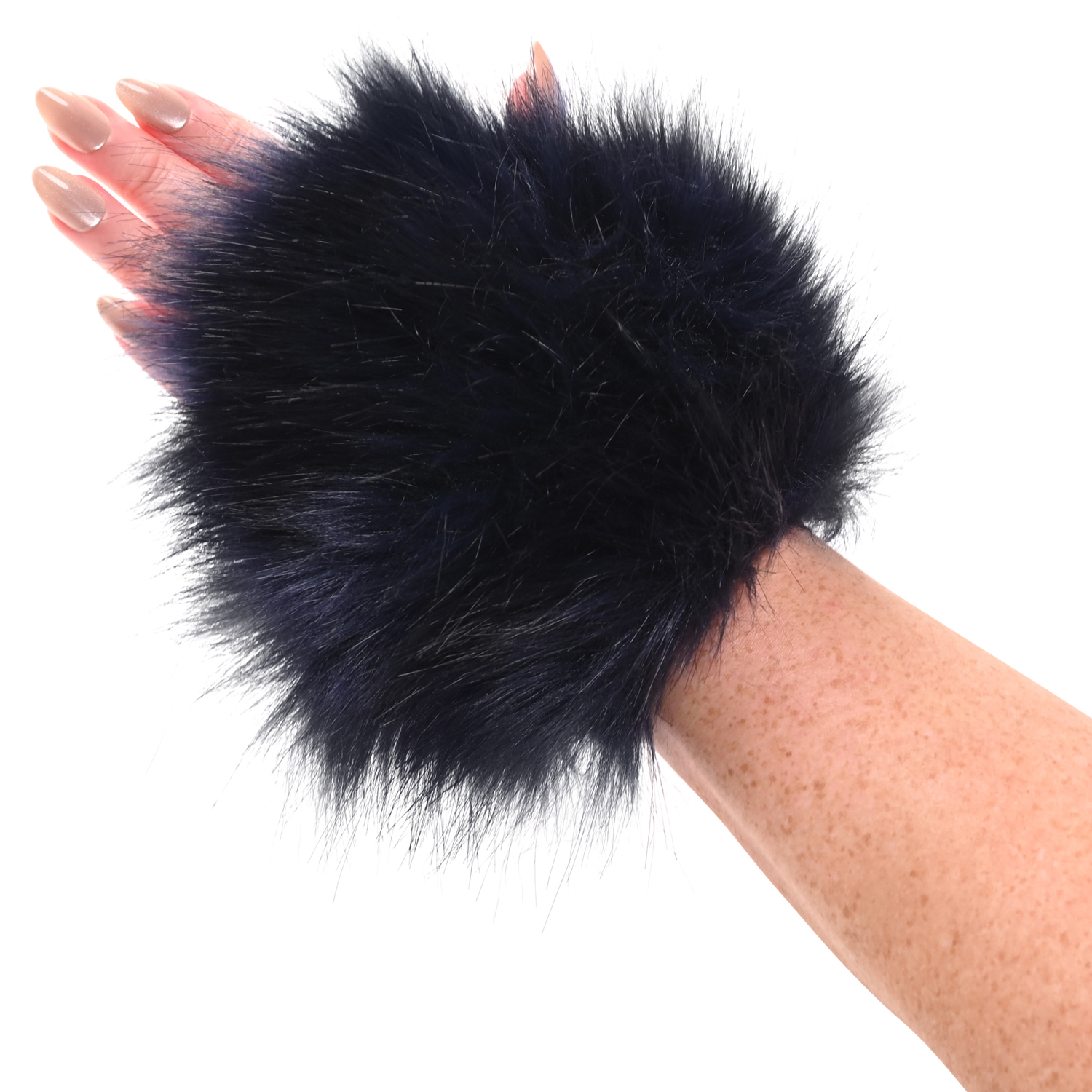 Sportsheets Cougar Faux Fur Spiked Sensory Glove - Blue - One Size
