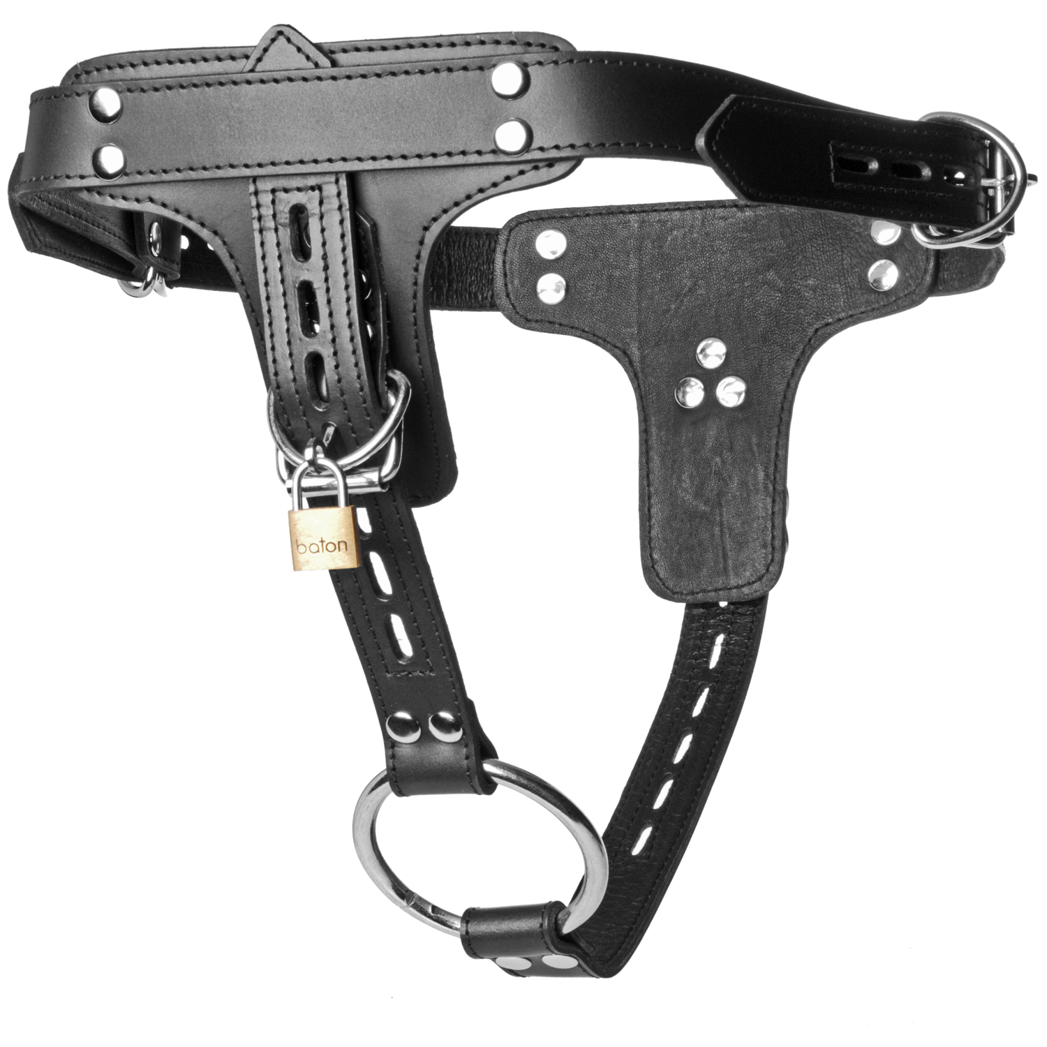 Strict Leather Premium Locking Penis Ring and Anal Plug Harness - Black