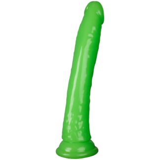 RealRock Glow in the Dark Slim Dildo with Suction Cup 9.8 Inch - Green