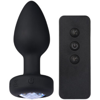 Sinful Medium Vibrating Jewel Butt Plug 3.4 Inch - Black