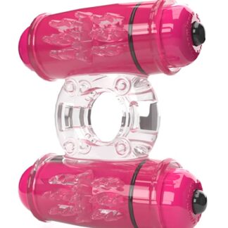 4B Double Wammy Vibrating Ring - Strawberry
