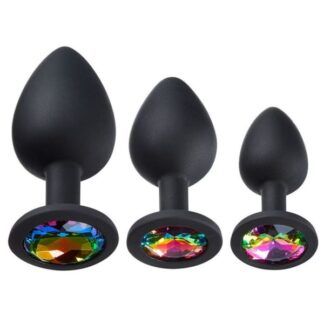 Gems Black Silicone Anal Plug Kit