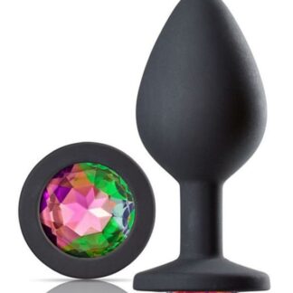 Gems Black Silicone Anal Plug - Medium