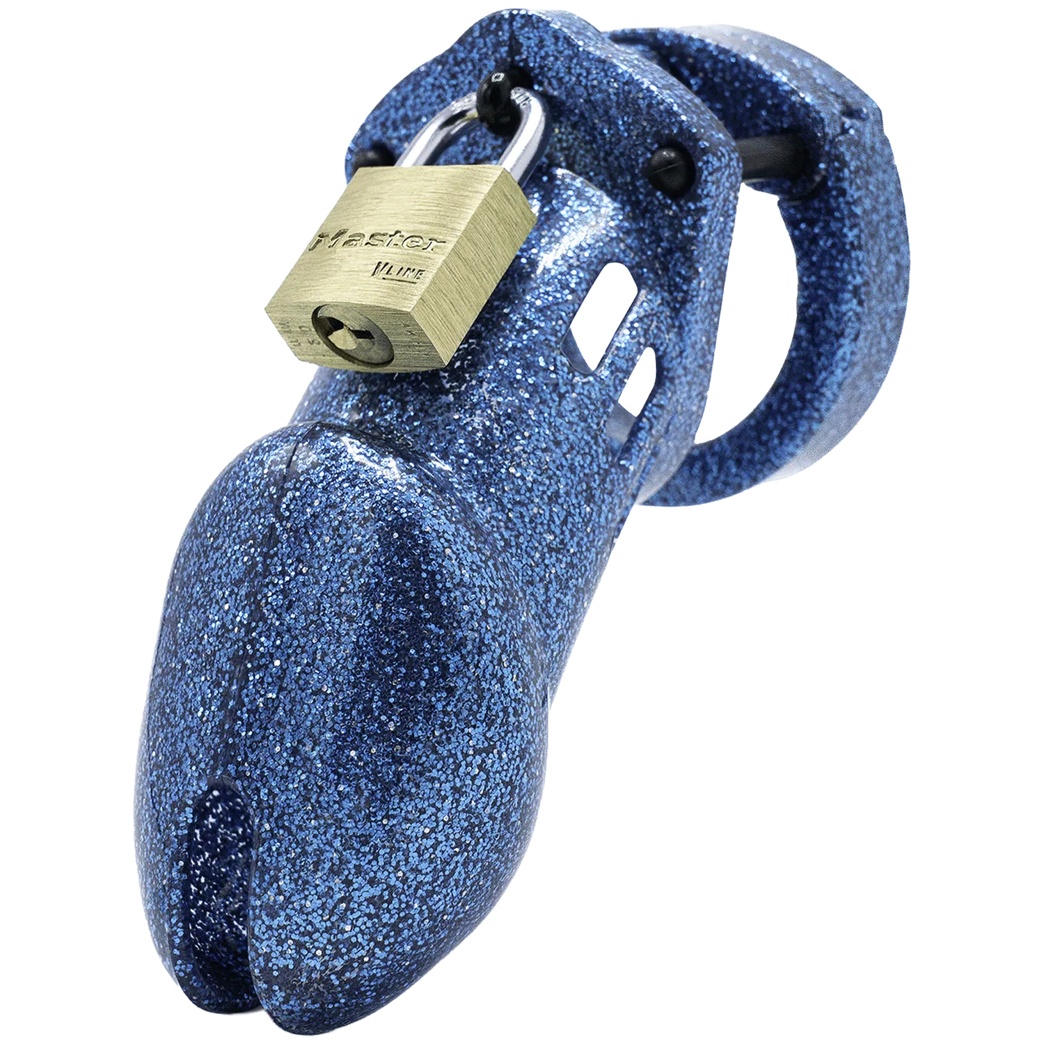 CB-X CB-6000 Glitter Chastity Penis Cage Kit 3.25 Inch - Blue