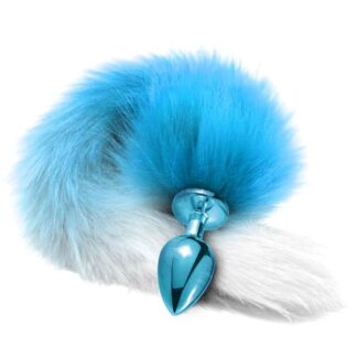 Metal Butt Plug with Ombre Tail - Blue